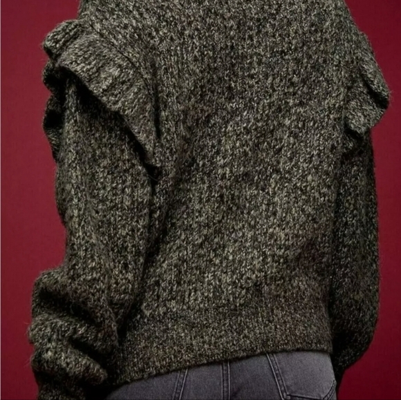 Topshop Ruffled Cable Knit Sweater, Size XS - Picture 2 of 6